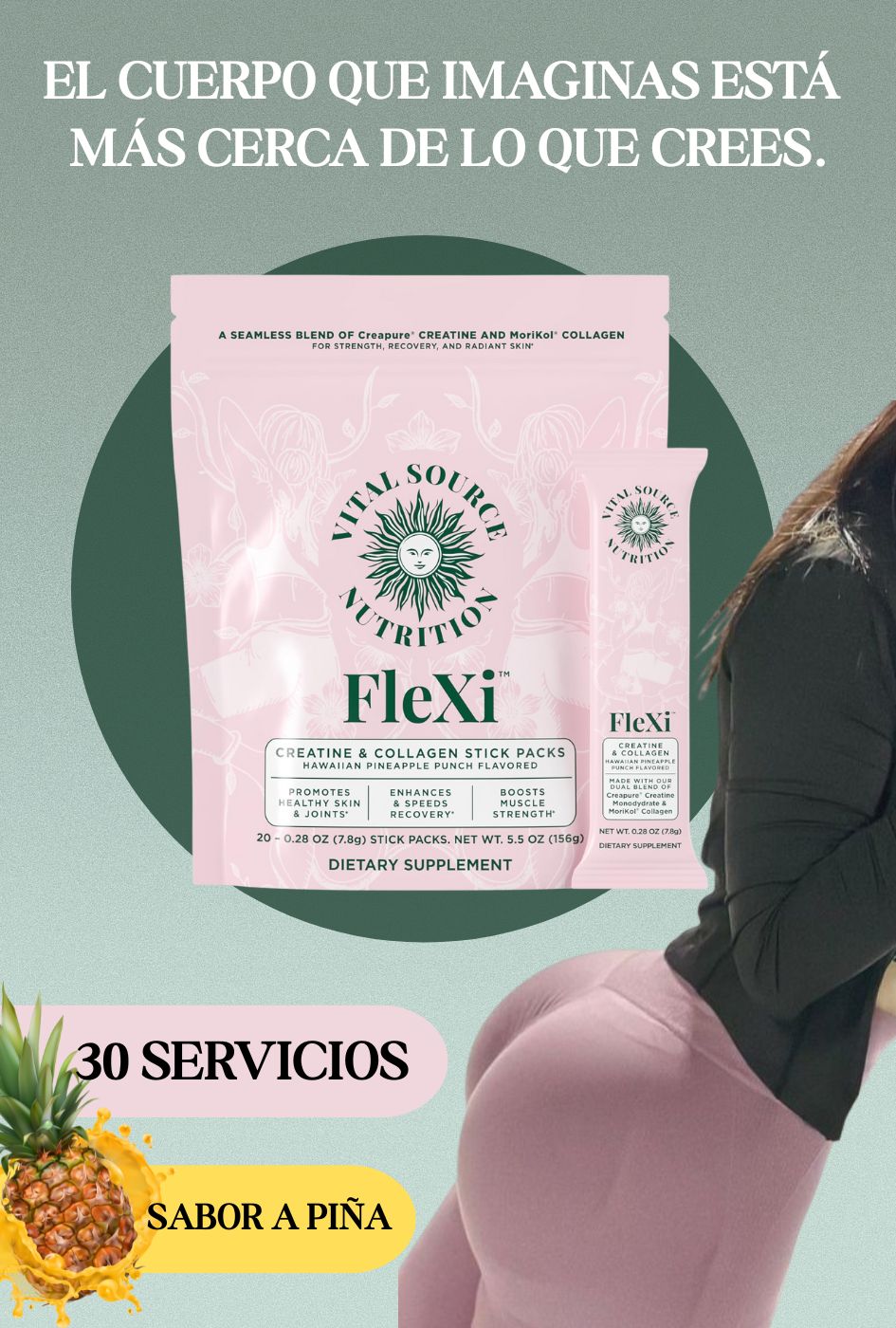 Vital Source Creatina: Potencia tu fuerza y haz crecer tus glúteos con cada entrenamiento. - 30 porciones